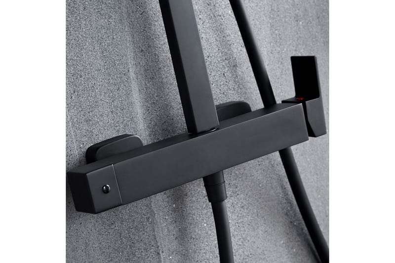 Komplett takduschset med handdusch i kantig design | Svart - Hus & renovering - Kök & bad - Badrum - Duscharmatur & dusch tillbehör