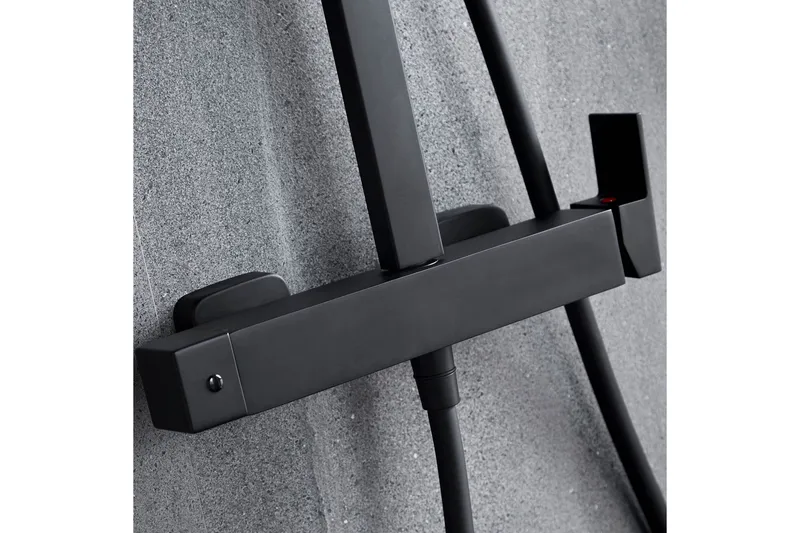 Komplett takduschset med handdusch i kantig design | Svart - Hus & renovering - Kök & bad - Badrum - Duscharmatur & dusch tillbehör