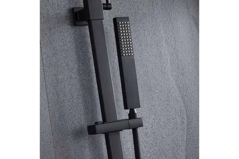 Komplett takduschset med handdusch i kantig design | Svart - Hus & renovering - Kök & bad - Badrum - Duscharmatur & dusch tillbehör
