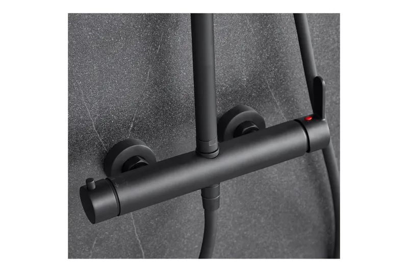 Komplett takduschset med handdusch i rundad design | Svart - Hus & renovering - Kök & bad - Badrum - Duscharmatur & dusch tillbehör