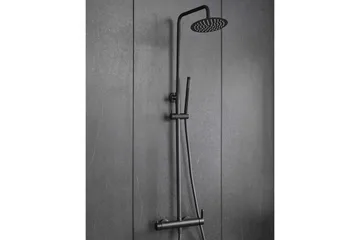 Komplett takduschset med handdusch i rundad design | Svart - Hus & renovering - Kök & bad - Badrum - Duscharmatur & dusch tillbehör