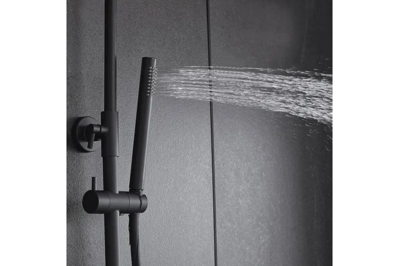 Komplett takduschset med handdusch i rundad design | Svart - Hus & renovering - Kök & bad - Badrum - Duscharmatur & dusch tillbehör