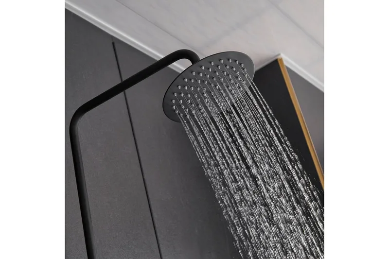 Komplett takduschset med handdusch i rundad design | Svart - Hus & renovering - Kök & bad - Badrum - Duscharmatur & dusch tillbehör