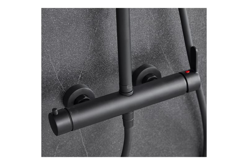 Komplett takduschset med handdusch i rundad design | Svart - Hus & renovering - Kök & bad - Badrum - Duscharmatur & dusch tillbehör