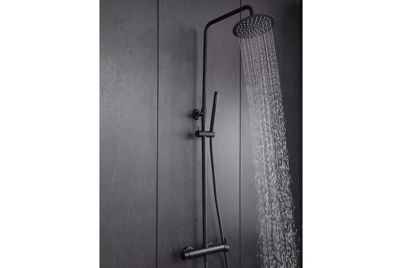 Komplett takduschset med handdusch i rundad design | Svart - Hus & renovering - Kök & bad - Badrum - Duscharmatur & dusch tillbehör