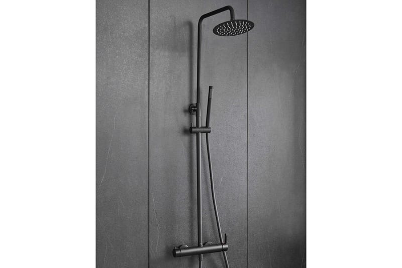 Komplett takduschset med handdusch i rundad design | Svart - Hus & renovering - Kök & bad - Badrum - Duscharmatur & dusch tillbehör