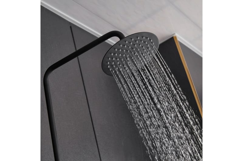 Komplett takduschset med handdusch i rundad design | Svart - Hus & renovering - Kök & bad - Badrum - Duscharmatur & dusch tillbehör
