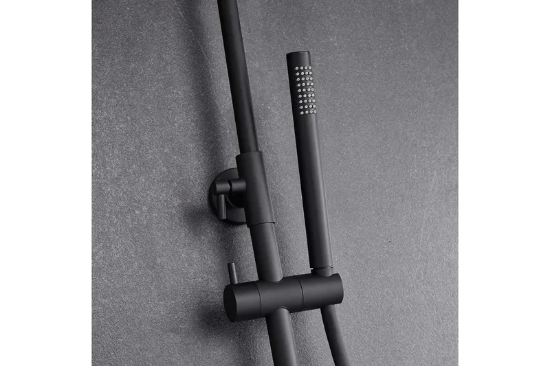 Komplett takduschset med handdusch i rundad design | Svart - Hus & renovering - Kök & bad - Badrum - Duscharmatur & dusch tillbehör
