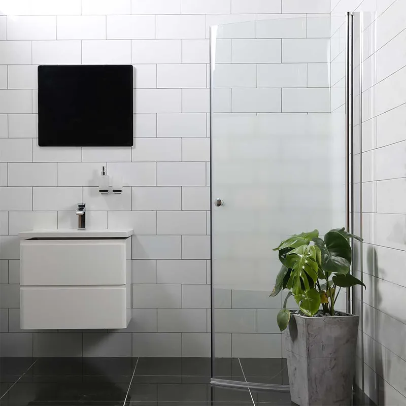 Mångsidig Duschdörr 45° Dörr Delvis Frostat Glas 700, Silver