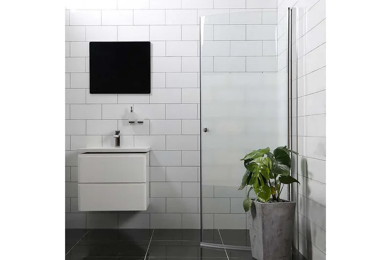 Mångsidig Duschdörr 45° Dörr Delvis Frostat Glas 700, Silver