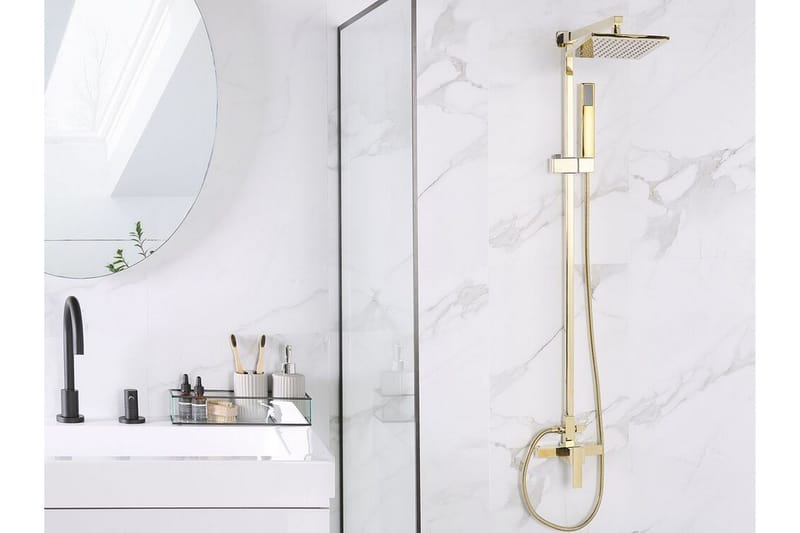 Tagbo Duschset med Takdusch - Guld - Hus & renovering - Kök & bad - Badrum - Duscharmatur & dusch tillbehör