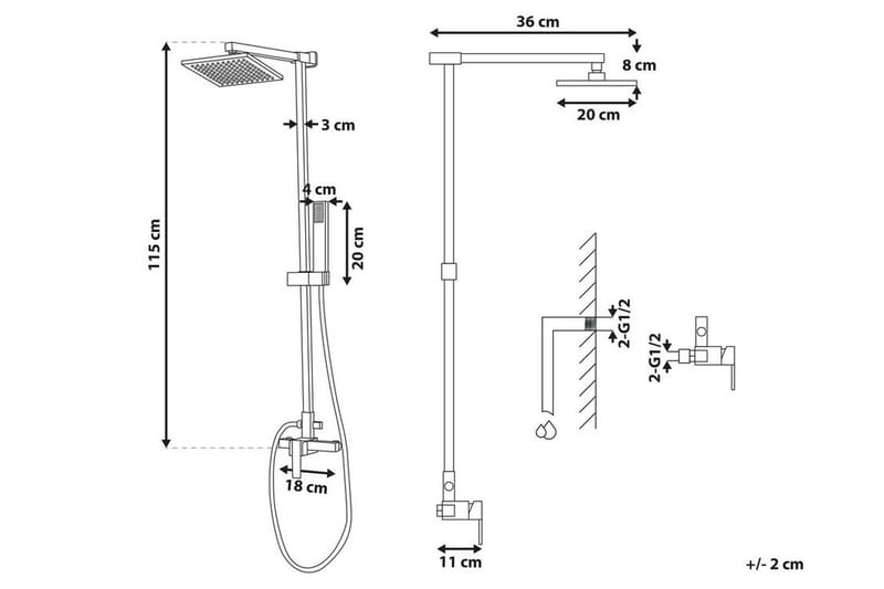 Tagbo Duschset med Takdusch - Guld - Hus & renovering - Kök & bad - Badrum - Duscharmatur & dusch tillbehör