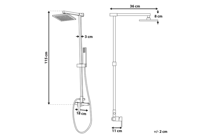 Tagbo Duschset med Takdusch - Svart - Hus & renovering - Kök & bad - Badrum - Duscharmatur & dusch tillbehör