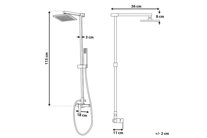 Tagbo Duschset med Takdusch - Svart - Hus & renovering - Kök & bad - Badrum - Duscharmatur & dusch tillbehör