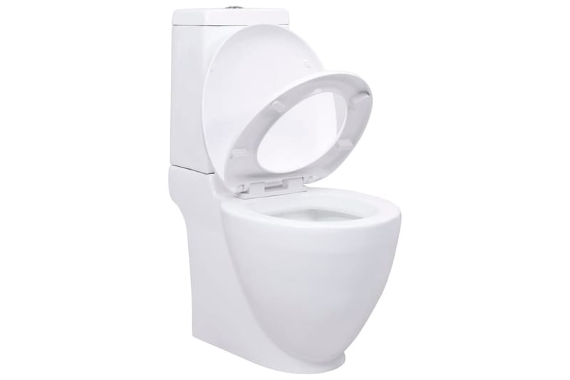 Toalettstol keramik vattenflöde bakom vit - Vit - Golvstående toalett