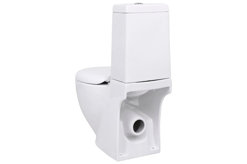 Toalettstol keramik vattenflöde bakom vit - Vit - Golvstående toalett