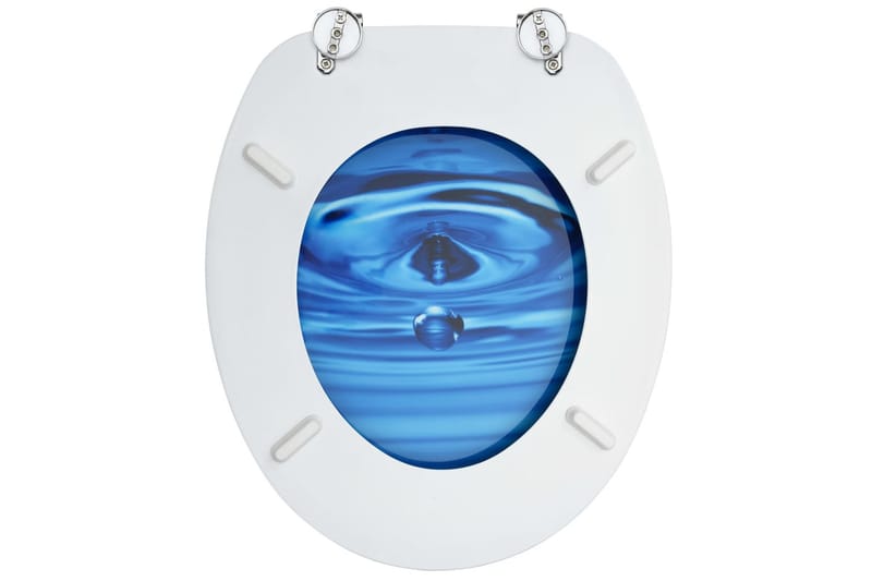 Toalettsits med lock MDF vattendroppar blå - Blå - Toalettsits