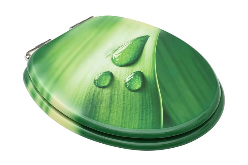 Toalettsits med mjuk stängning MDF vattendroppar grön - Grön - Toalettsits