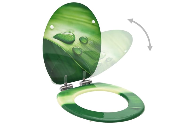 Toalettsitsar med mjuk stängning 2 st MDF vattendroppar grön - Grön - Toalettsits