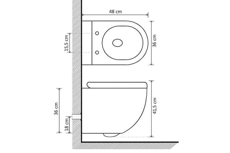 Toalettstol vägghängd utan spolkant keramisk svart - Svart - Vägghängd toalett