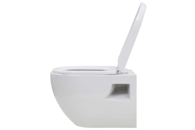 Vägghängd toalett med dold hög cistern keramik - Vit - Vägghängd toalett