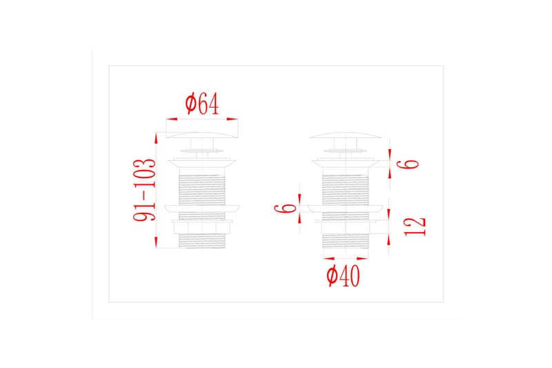 Pop-up bottenventil utan bräddavlopp svart 6,4x6,4x9,1 cm - Svart - Hus & renovering - Kök & bad - Badrum - Tvättställ & handfat - Bottenventil tvättställ