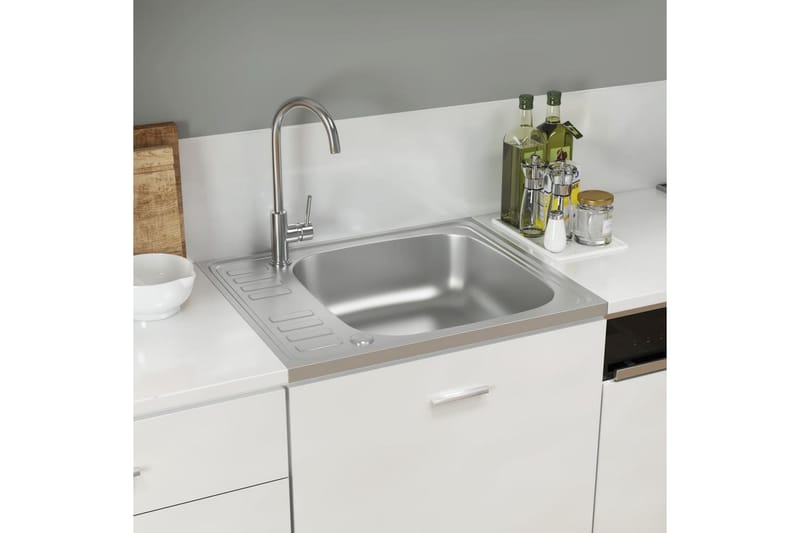 Diskho med avrinningsyta silver 500x600x155 mm rostfritt stå - Silver - Hus & renovering - Kök & bad - Badrum - Tvättställ & handfat - Enkelhandfat