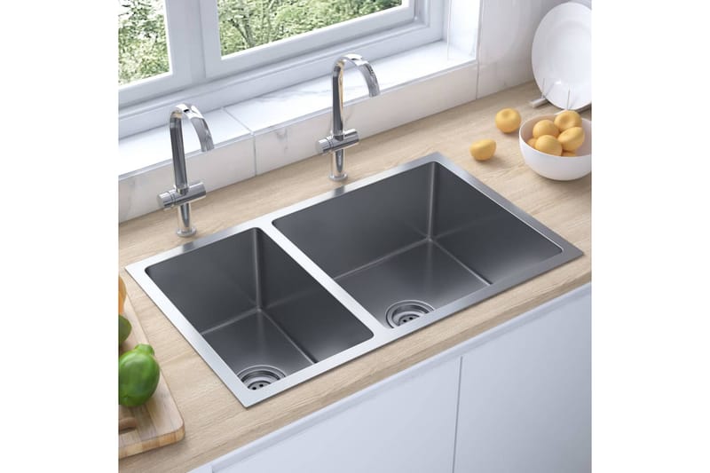 Diskho rostfritt stål - Silver - Hus & renovering - Kök & bad - Badrum - Tvättställ & handfat - Dubbelhandfat