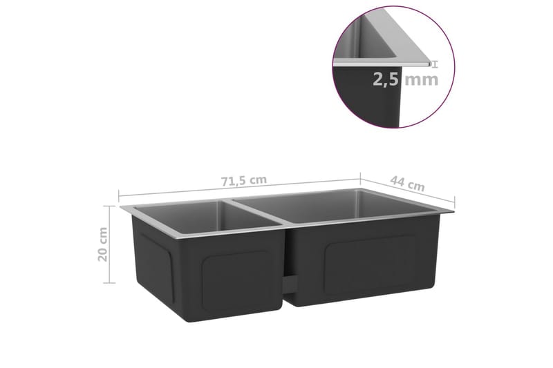 Diskho rostfritt stål - Silver - Hus & renovering - Kök & bad - Badrum - Tvättställ & handfat - Dubbelhandfat