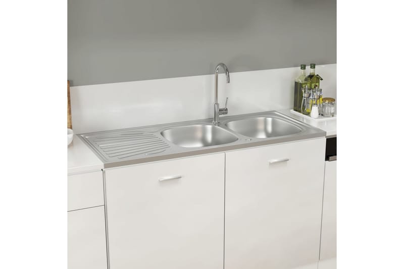 Dubbla diskhoar silver 1200x500x155 mm rostfritt stål - Silver - Hus & renovering - Kök & bad - Badrum - Tvättställ & handfat - Dubbelhandfat
