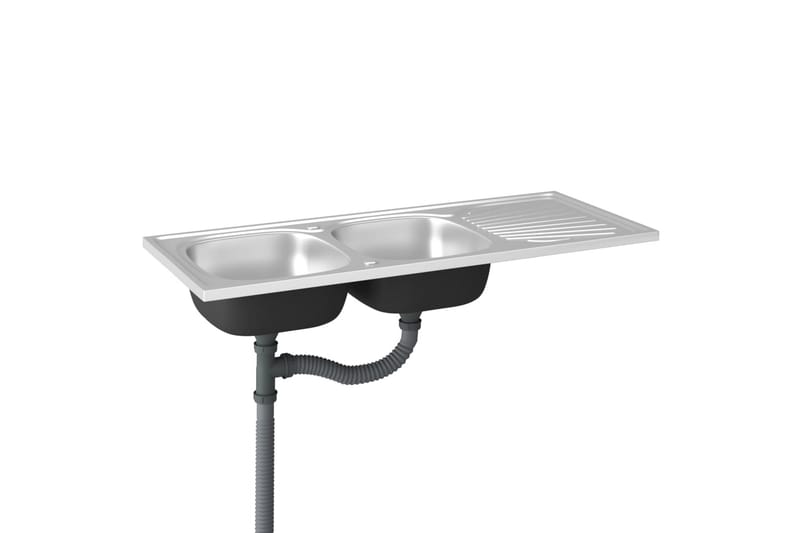 Dubbla diskhoar silver 1200x500x155 mm rostfritt stål - Silver - Hus & renovering - Kök & bad - Badrum - Tvättställ & handfat - Dubbelhandfat