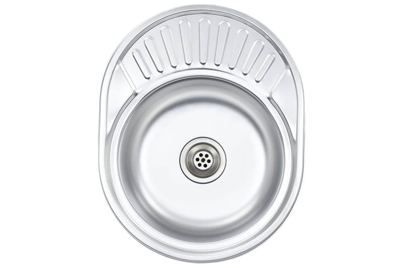 Diskbänk med sil och vattenlås oval rostfritt stål - Silver - Hus & renovering - Kök & bad - Badrum - Tvättställ & handfat - Enkelhandfat
