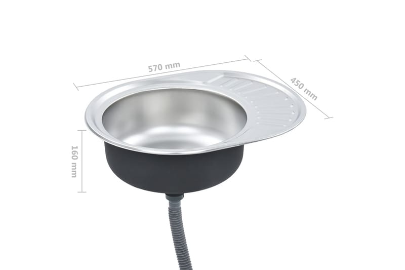 Diskbänk med sil och vattenlås oval rostfritt stål - Silver - Hus & renovering - Kök & bad - Badrum - Tvättställ & handfat - Enkelhandfat