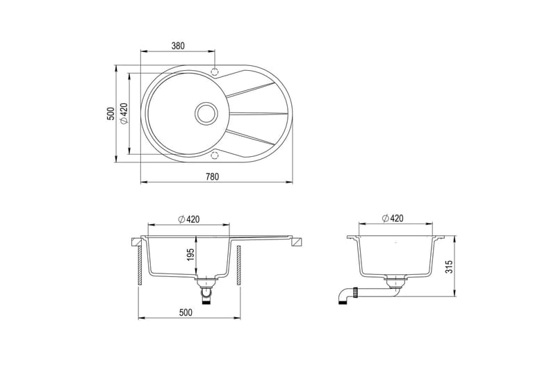 Diskho granit enkel oval vit - Vit - Hus & renovering - Kök & bad - Badrum - Tvättställ & handfat - Enkelhandfat