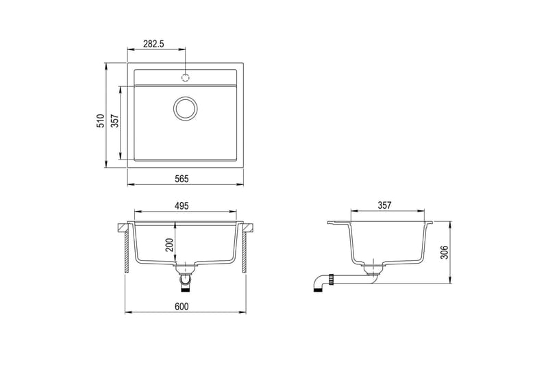 Diskho granit enkel vit - Vit - Hus & renovering - Kök & bad - Badrum - Tvättställ & handfat - Enkelhandfat