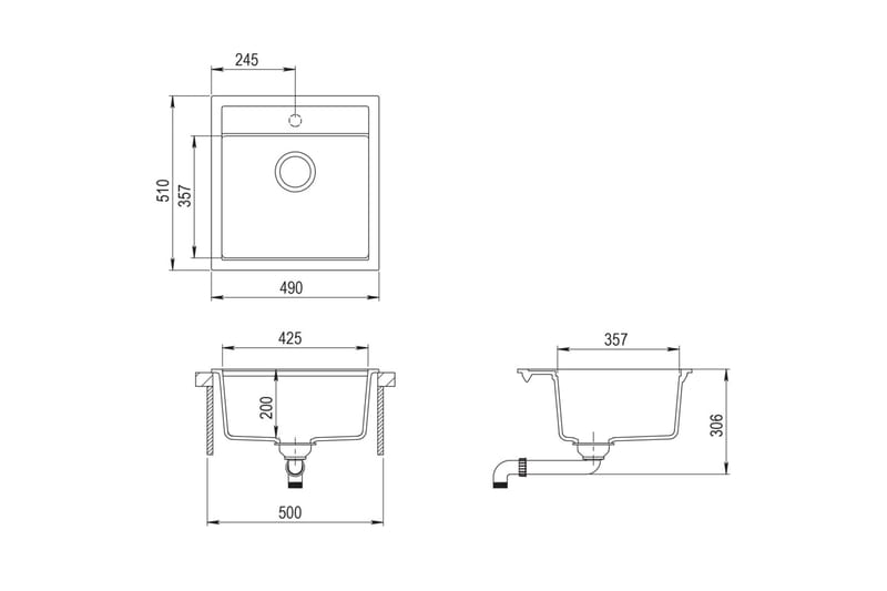 Diskho granit enkel vit - Vit - Hus & renovering - Kök & bad - Badrum - Tvättställ & handfat - Enkelhandfat