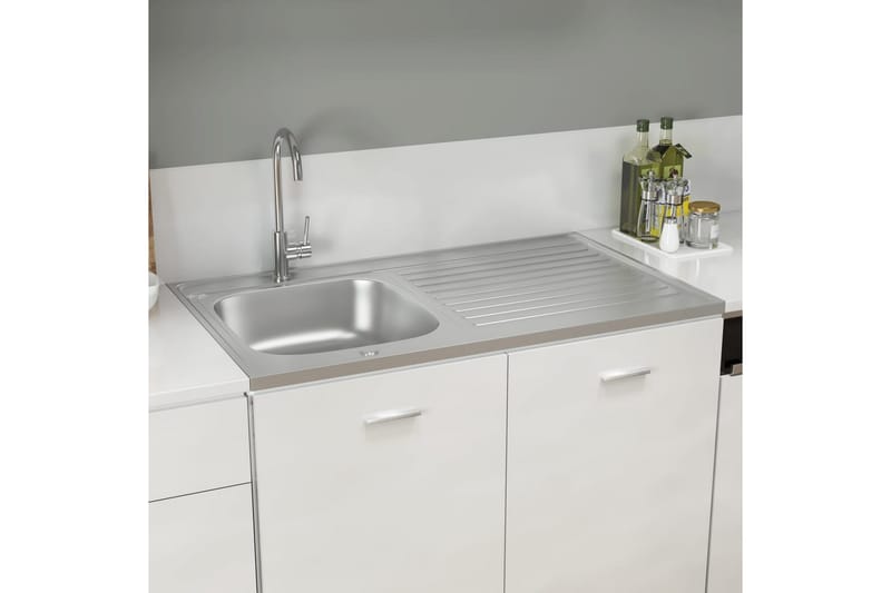 Diskho med avrinningsyta silver 1000x600x155 mm rostfritt st - Silver - Enkelhandfat