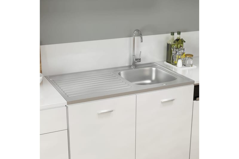 Diskho med avrinningsyta silver 1000x600x155 mm rostfritt st - Silver - Hus & renovering - Kök & bad - Badrum - Tvättställ & handfat - Enkelhandfat
