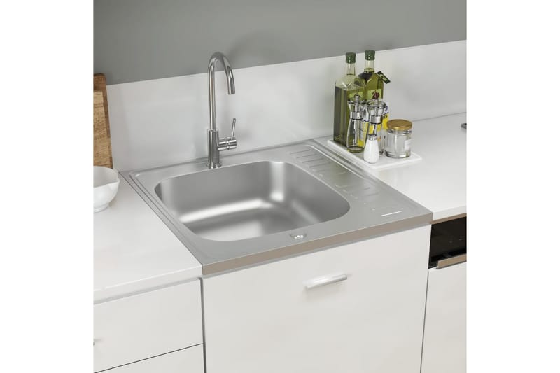 Diskho med avrinningsyta silver 600x600x155 mm rostfritt stå - Silver - Hus & renovering - Kök & bad - Badrum - Tvättställ & handfat - Enkelhandfat