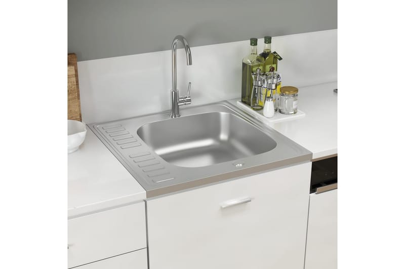 Diskho med avrinningsyta silver 600x600x155 mm rostfritt stå - Silver - Hus & renovering - Kök & bad - Badrum - Tvättställ & handfat - Enkelhandfat