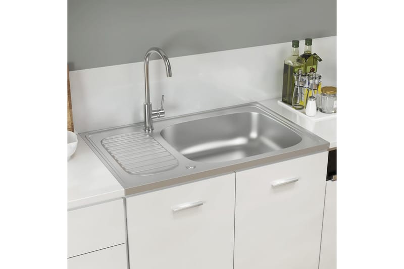 Diskho med avrinningsyta silver 800x500x155 mm rostfritt stå - Silver - Hus & renovering - Kök & bad - Badrum - Tvättställ & handfat - Enkelhandfat