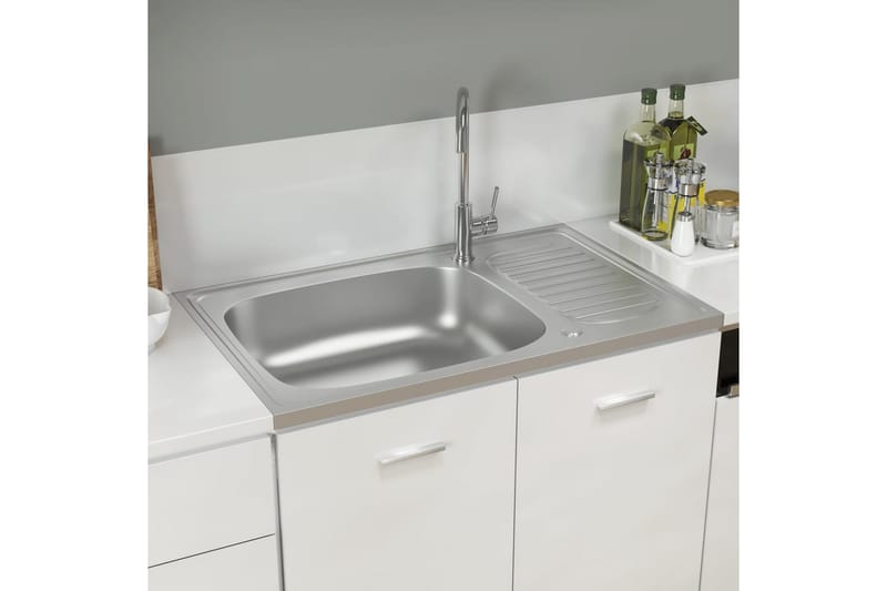 Diskho med avrinningsyta silver 800x500x155 mm rostfritt stå - Silver - Hus & renovering - Kök & bad - Badrum - Tvättställ & handfat - Enkelhandfat