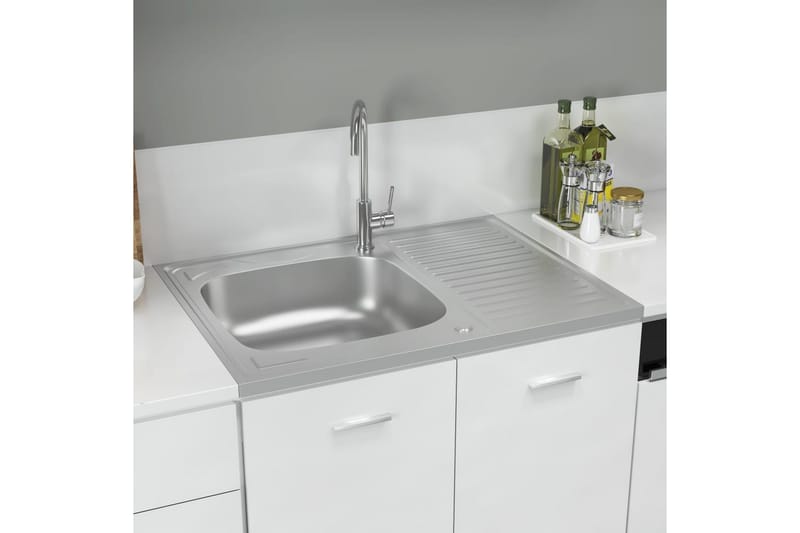 Diskho med avrinningsyta silver 800x600x155 mm rostfritt stå - Silver - Hus & renovering - Kök & bad - Badrum - Tvättställ & handfat - Enkelhandfat