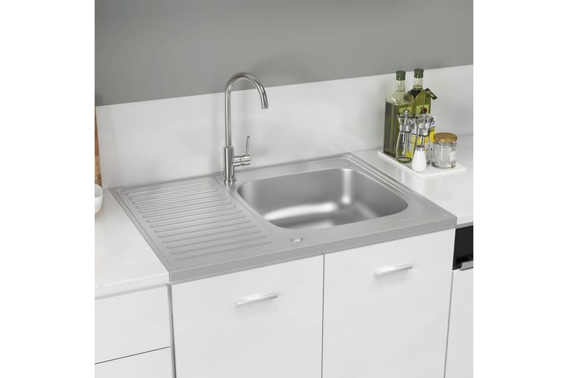 Diskho med avrinningsyta silver 800x600x155 mm rostfritt stå - Silver - Hus & renovering - Kök & bad - Badrum - Tvättställ & handfat - Enkelhandfat