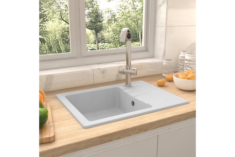 Diskho med bräddavlopp oval vit granit - Vit - Hus & renovering - Kök & bad - Badrum - Tvättställ & handfat - Enkelhandfat