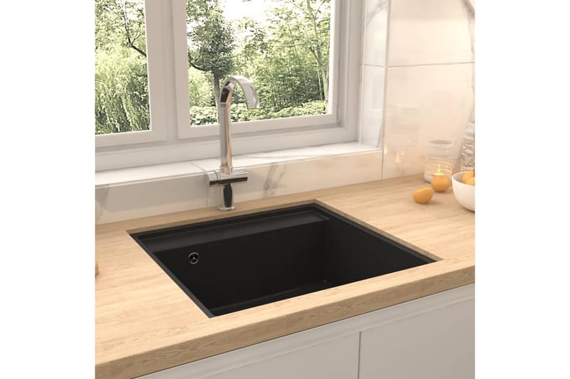 Diskho med bräddavlopp svart granit - Svart - Hus & renovering - Kök & bad - Badrum - Tvättställ & handfat - Enkelhandfat