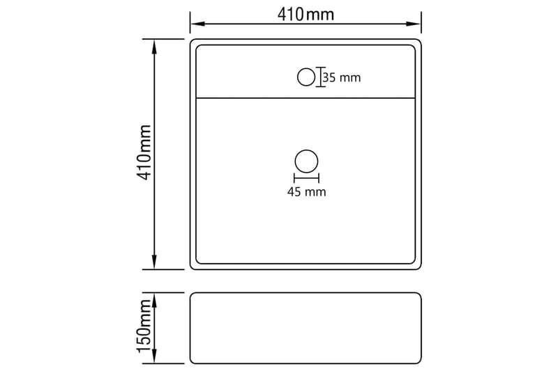 Fyrkantigt handfat bräddavlopp matt gräddvit 41x41 cm - Kräm - Hus & renovering - Kök & bad - Badrum - Tvättställ & handfat - Enkelhandfat