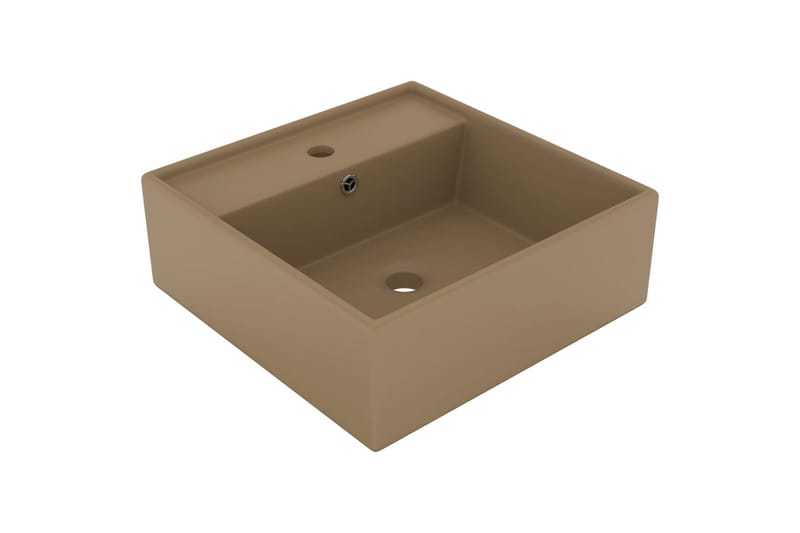 Fyrkantigt handfat bräddavlopp matt gräddvit 41x41 cm - Kräm - Hus & renovering - Kök & bad - Badrum - Tvättställ & handfat - Enkelhandfat