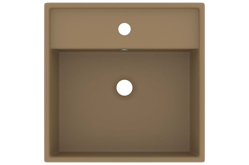 Fyrkantigt handfat bräddavlopp matt gräddvit 41x41 cm - Kräm - Hus & renovering - Kök & bad - Badrum - Tvättställ & handfat - Enkelhandfat