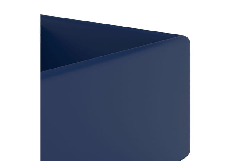 Fyrkantigt handfat bräddavlopp matt mörkblå 41x41 cm keramik - Blå - Enkelhandfat